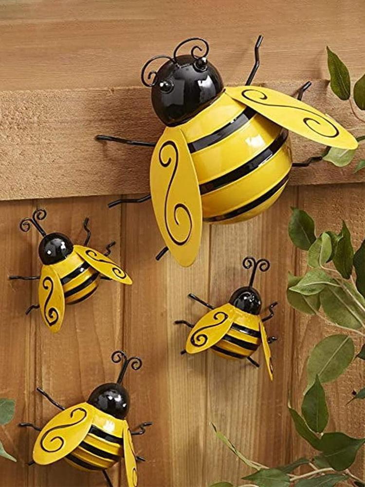 Садовая подвесная стена, симпатичная фигурка муравья, божья коровка, пчела, украшение, ретро, железная 3D-скульптура насекомых, искусство, украшение для дома, орнамент