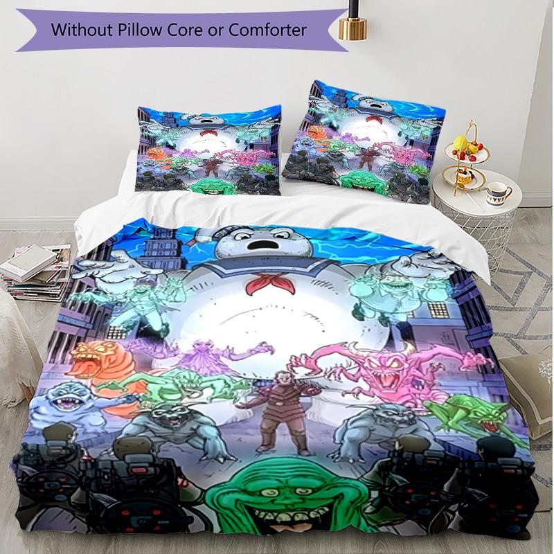 3pcs Duvet Cover Set (1*Duvet Cover + 2*Pillowcase, Without Core), Ghostbusters Print Soft All‑Season Bedding Set, Home Bedroom Decor Gift