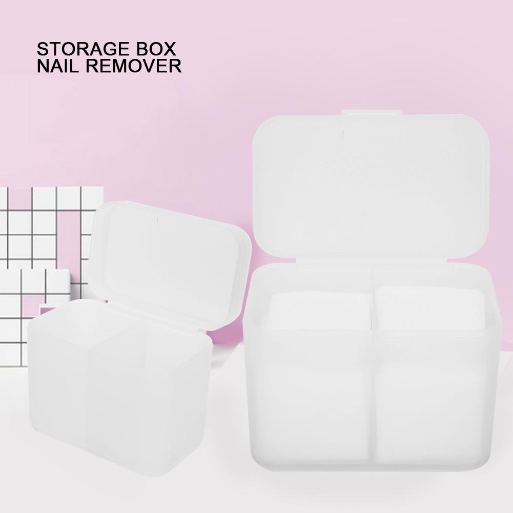 2 Grids Nail Art Storage Box Nail Polish Remover Pad Organizer Holder Container CaseTransparent