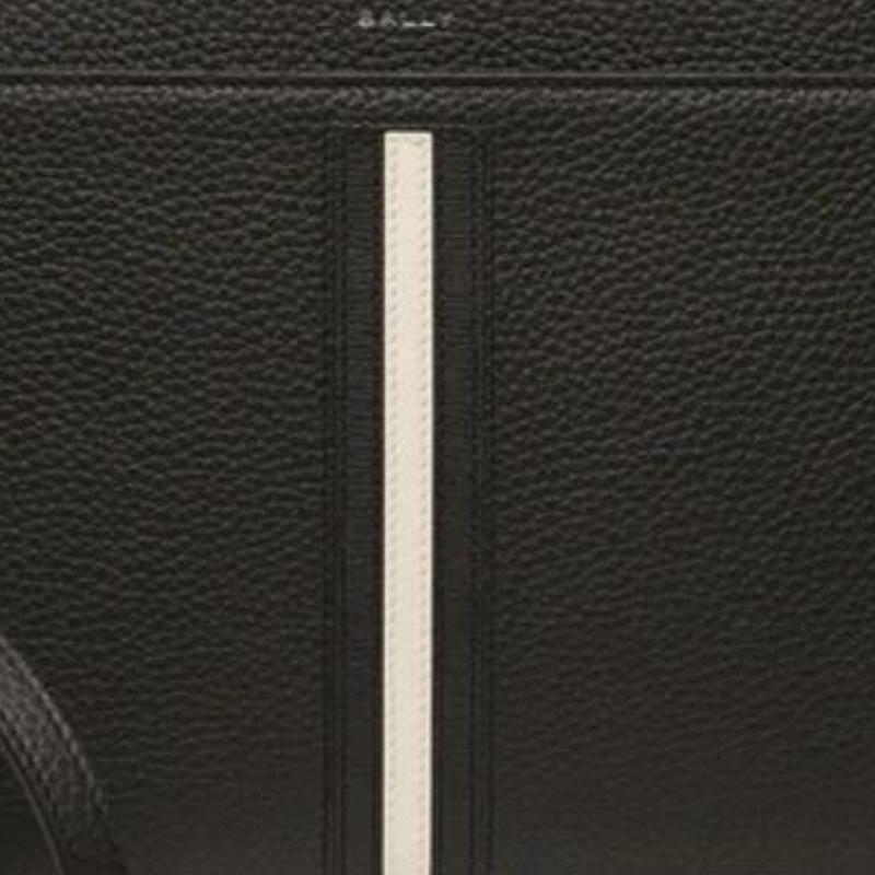 Bally Palladium Hardware Logo Print Zipper Clutch Men Clutch Black 6304957