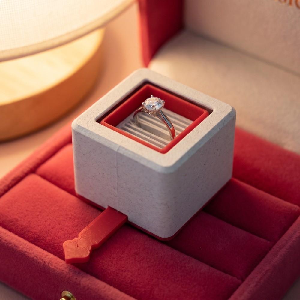 Rotating Creative Flip Ring Box 3D Printed Couple Surprise Declaration Gift Ring Necklace