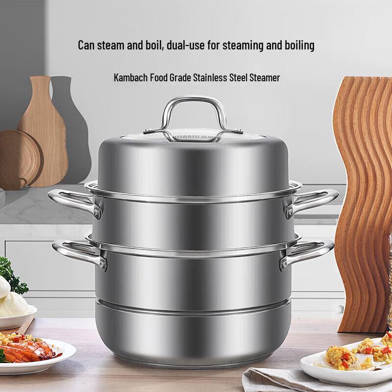 KÖBACH 2-Layer Stainless Steel Steamer Pot with Visible Lid