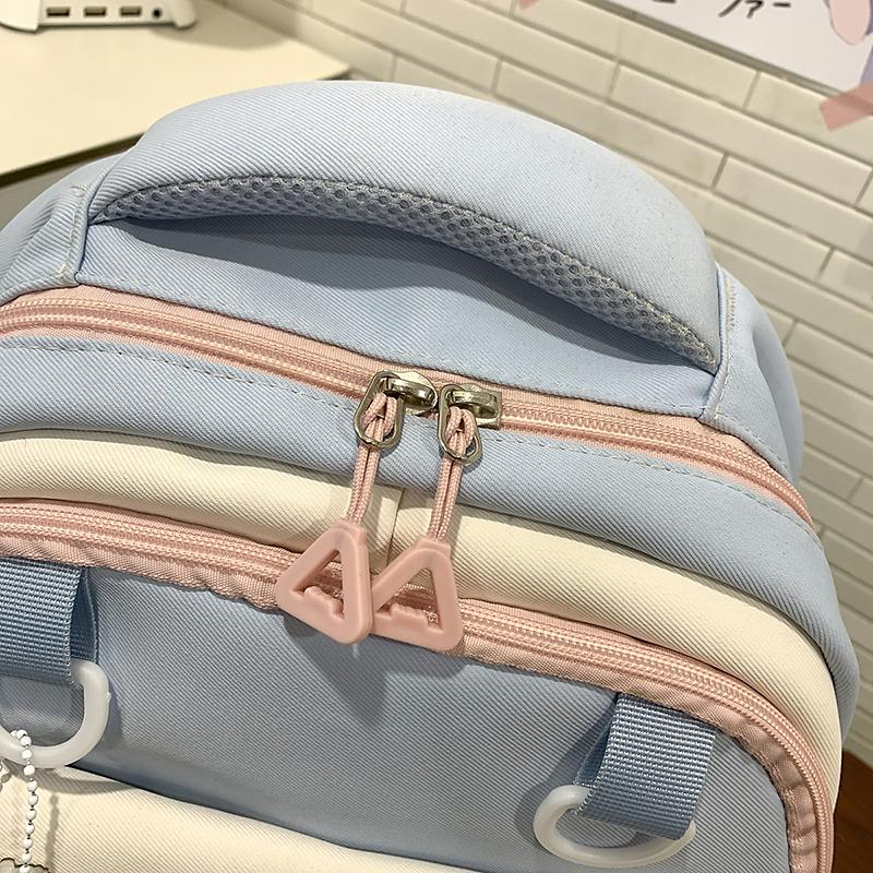 Студенческий рюкзак в стиле колледжа, цветной блок, для девочки, многокарманный, большой вместимости