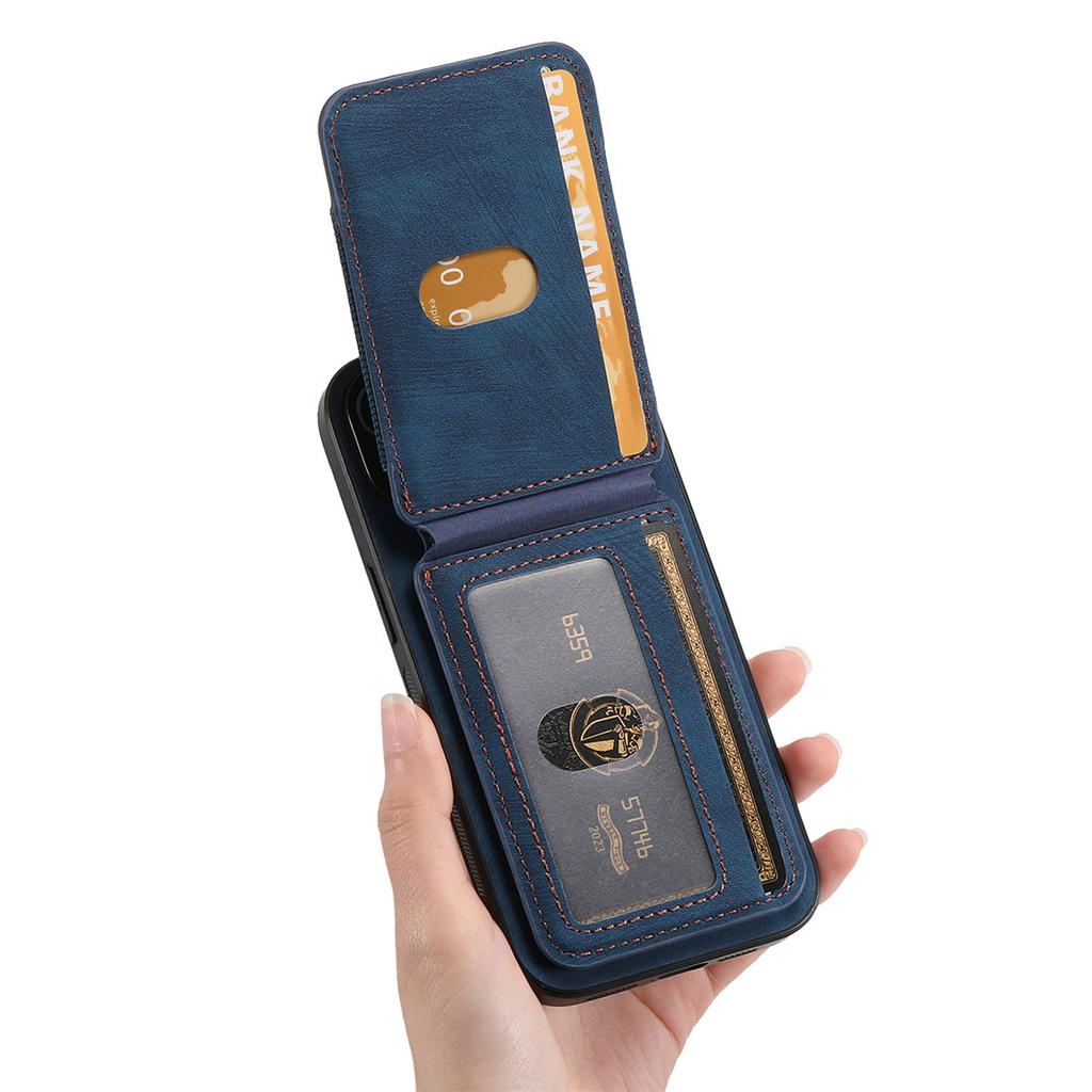 For iPhone Air Case Compatible with MagSafe Leather Back Cover with Detachable Card Holder Kickstand