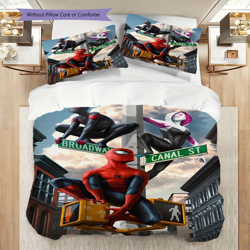 Spider-Man Superhero Series Bedroom Three-Piece Duvet Cover Bedding Set (1*Duvet Cover + 2*Pillowcase, Without Core)