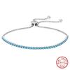 925 Sterling Silver Blue Zirconia Adjustable Tennis Chain