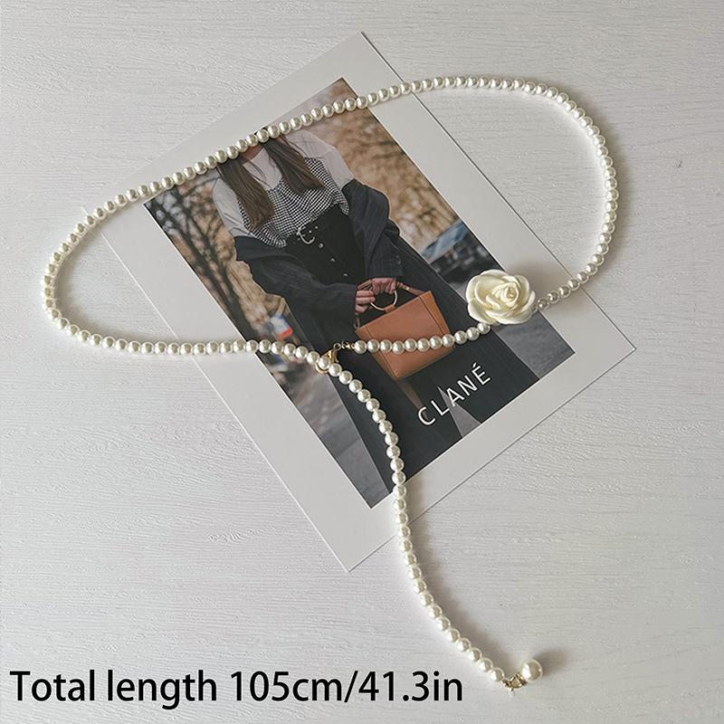 Жемчужная цепочка на талию для женщин Декоративные цветы Тонкий пояс-цепочка для женщин Юбка Повседневная Сладкий ветер