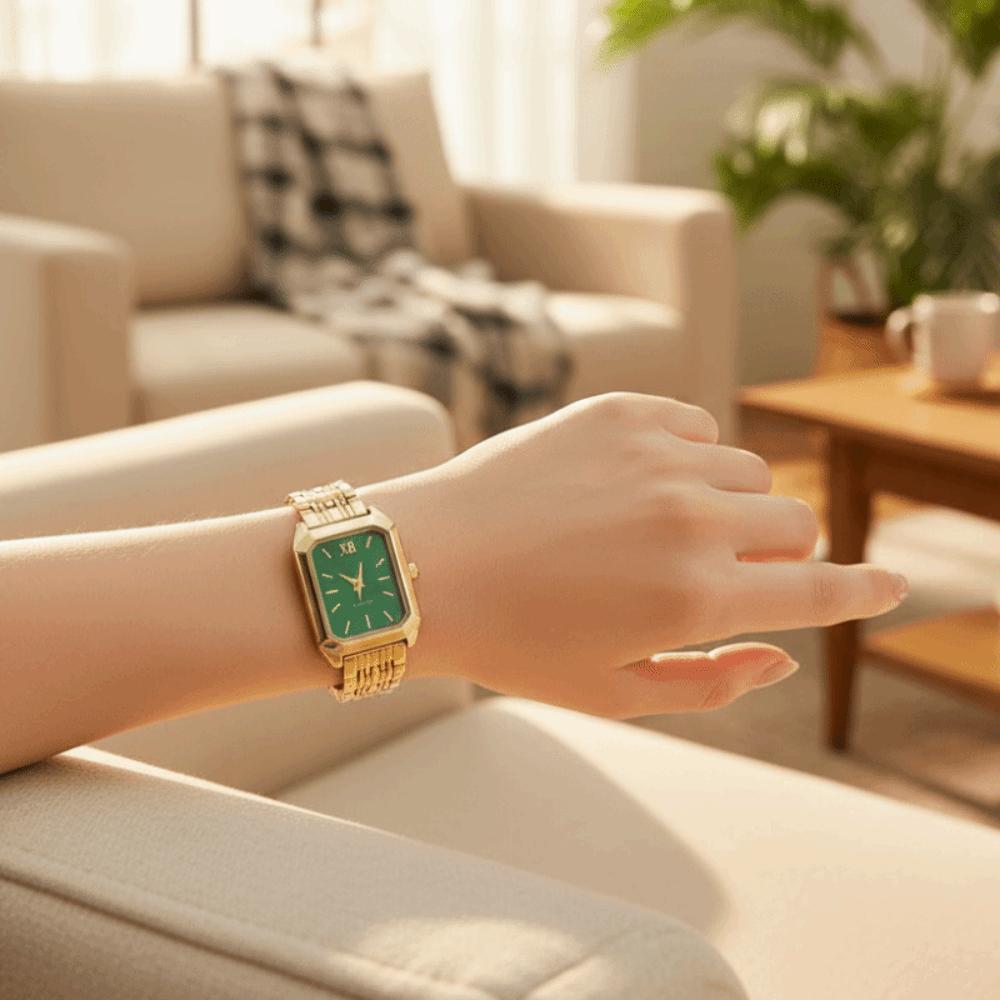 Square Dial Rhinestone Quartz Watch Slim Strap Rhinestone Watch Women Quartz Watch Casual Wear