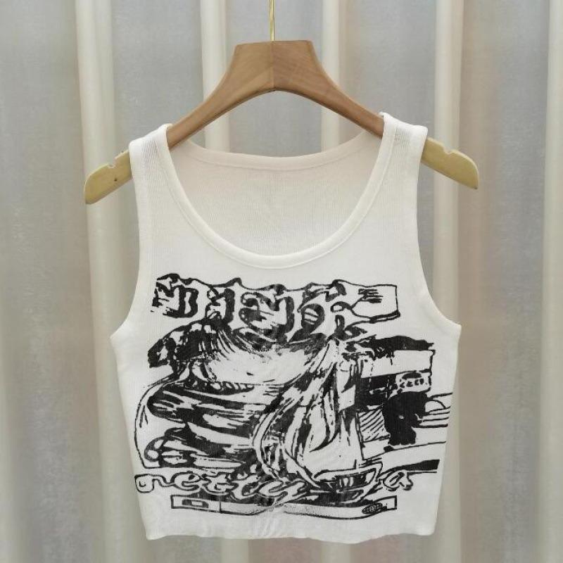 Women's Summer Vest, Fashionable Daily Summer T-shirt, Outdoor Clothing, Retro Women's Clothing, Slim Fit Women's Top