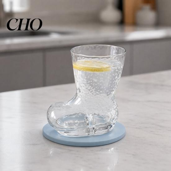 Camping Drinkware Creative Boot Shape Glass Cup, 300ml Novelty Tumbler Picnic Cup for Whiskey Beer Juice Coffee, Unique Home Bar Gift Hot And