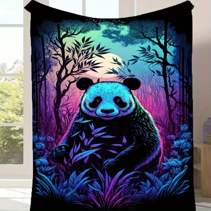 1pc Panda Print Blanket, Soft Warm Throw Blanket Nap Blanket for Couch Sofa Office Bed Camping Travel, Multi-purpose Gift Blanket