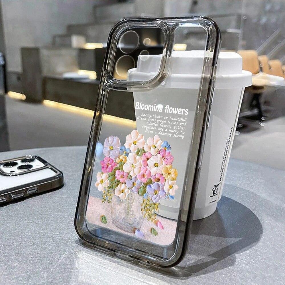 Flower Case For iPhone 11 Case iPhone 13 14 Pro Max 12 Pro XS Max 14 8 Plus XR SE Clear Shockproof Cover For iPhone 13 Pro Max