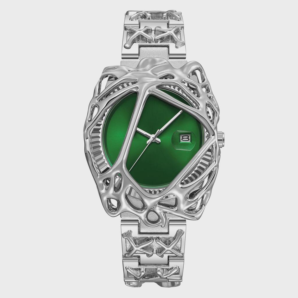 Y2K Ретро Часы Мода Гетеротипный Дизайн Мужские Кварцевые Часы Нержавеющая Сталь Водонепроницаемые Светящиеся Дата Наручные Часы