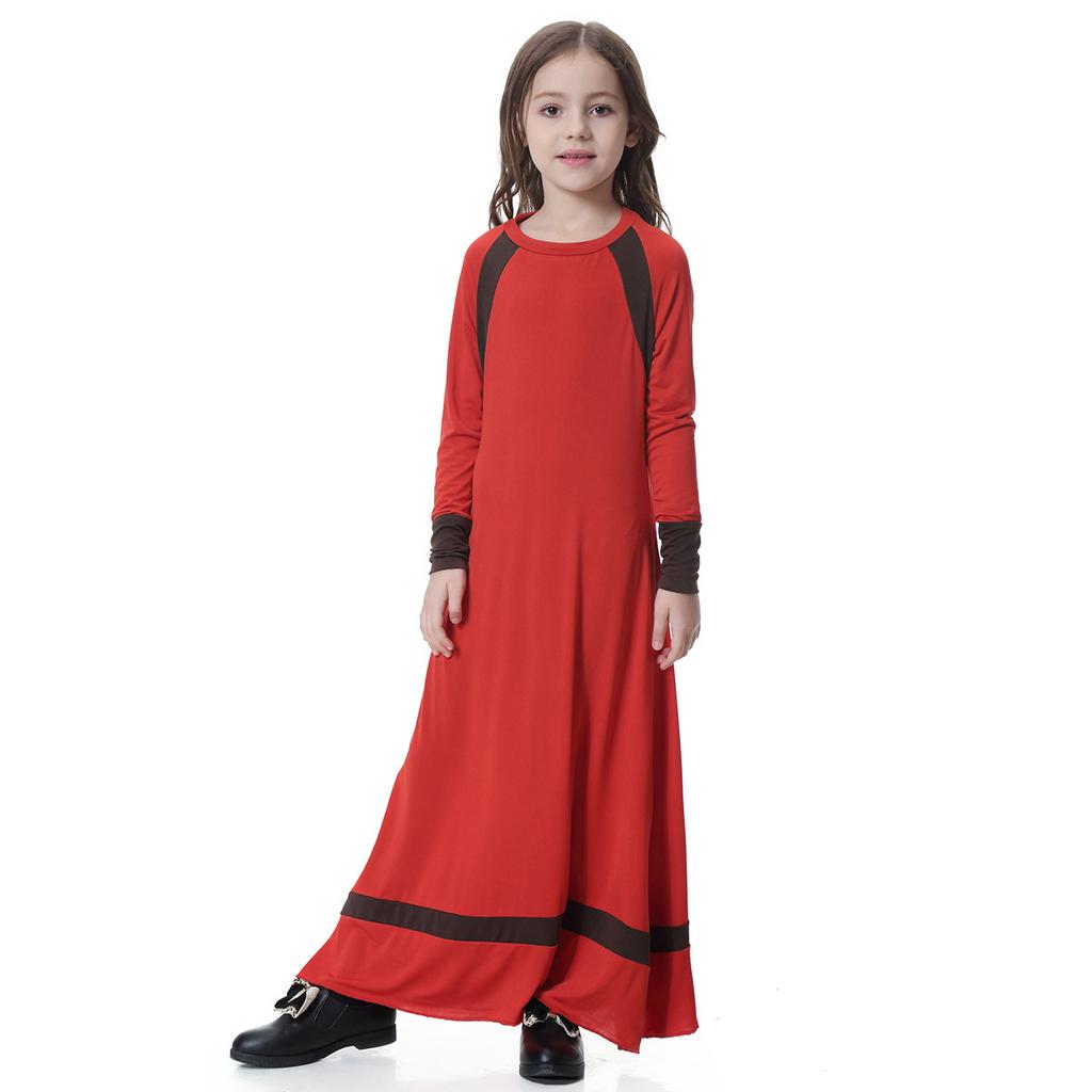 Цветное лоскутное платье для мусульманских девочек, традиционное детское длинное платье Абая, исламское Дубай, арабское длинное платье