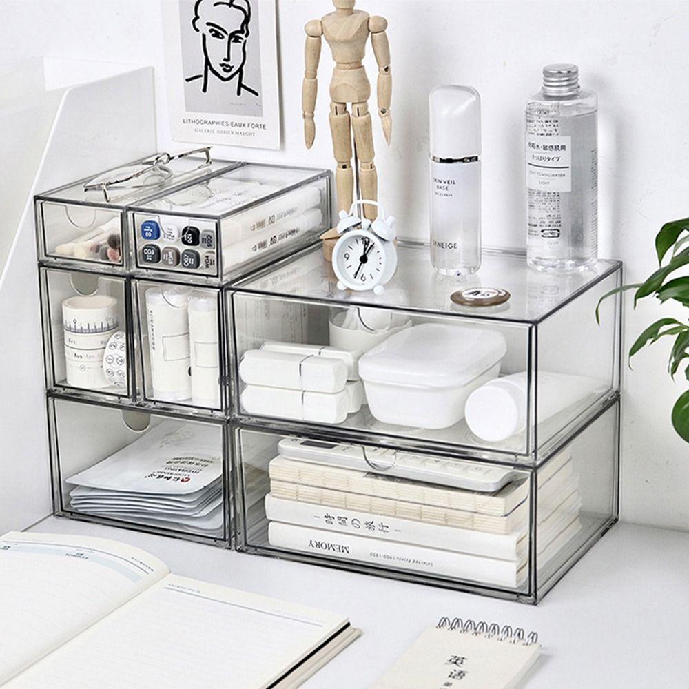 Пылезащитный прозрачный органайзер для полок INS Органайзер для косметики Сортировочная коробка для ювелирных изделий Стол для общежития