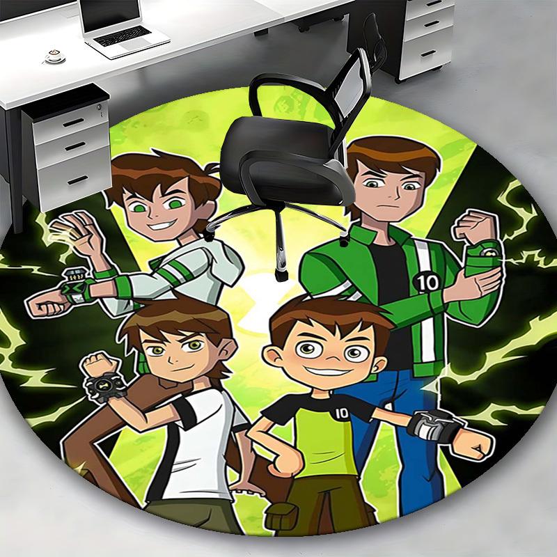1pc Ben 10 Alien Force Round Carpet - Anime Design Office Chair Mat, Non-Slip Rug for Home Decor, Living Room, Bedroom