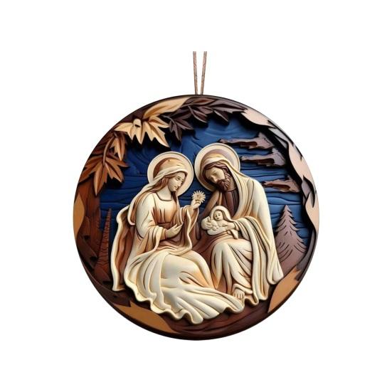 Nativity Scene Ornaments Acrylic Flat Hanging Pendant Keepsake The Birth of Jesus Decor for Christmas Tree Party Car Wall Door