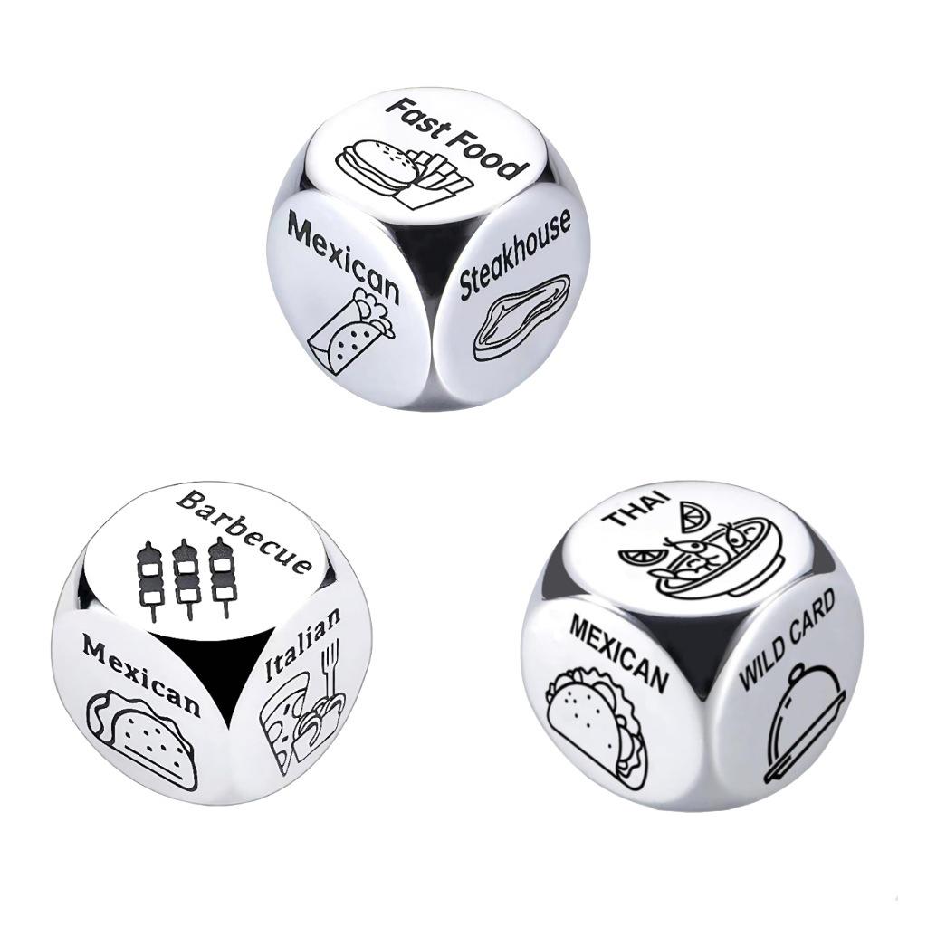 Stainless Steel Food Decision Dice for Couples - Indecisiveness Gift