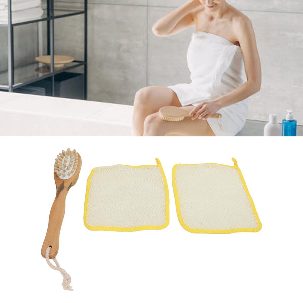 Набор из 2 отшелушивающих полотенец для душа с массажным полотенцем и двухсторонней длинной ручкой для ванны