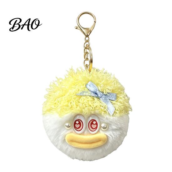 Plush Bag Ornament Cartoon Curly Hair Head Keychain, Keychain with Metal Clasp, Key Accessory Backpacks Handbags Keys Decorative Pendant for Men Women