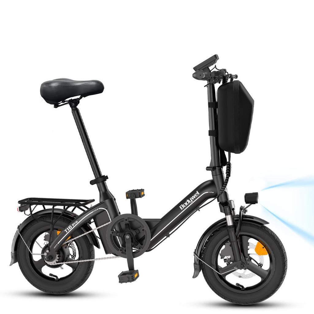Folding Electric Bike Bodywel T16 Pro City Commuting Electric Bicycle 36V10Ah 250W Motor 14 Inch Tires Outdoor Riding 45KM Max Range Electric Bike