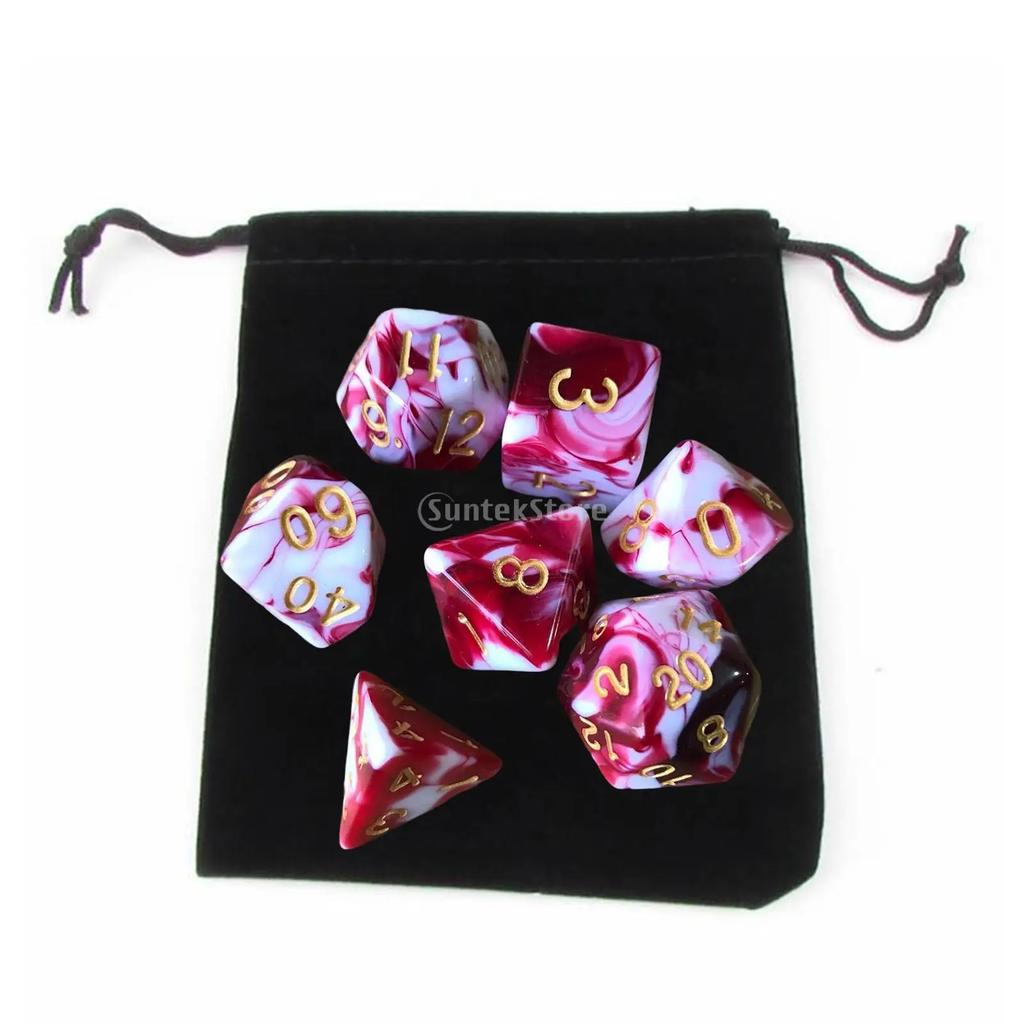 Набор акриловых многогранных кубиков, D8 D10 D12 D20, барные игрушки с мешочком для DND RPG, ролевой настольной игры, обучения математике