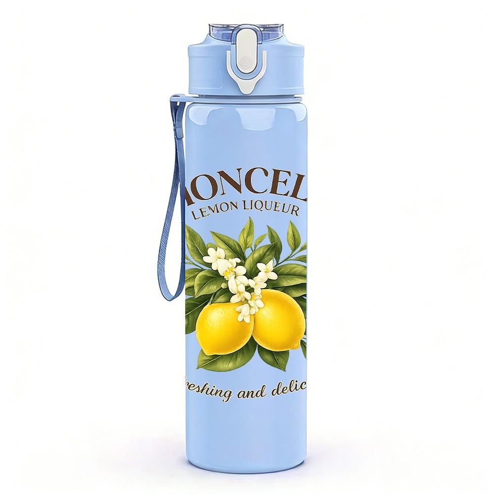 1PC Limoncello Lemon Fruit Vintage Label Print 750ml Color Plastic Sports Water Bottle Leakproof Flip Straw Lid Suitable for Sports Office Home Use