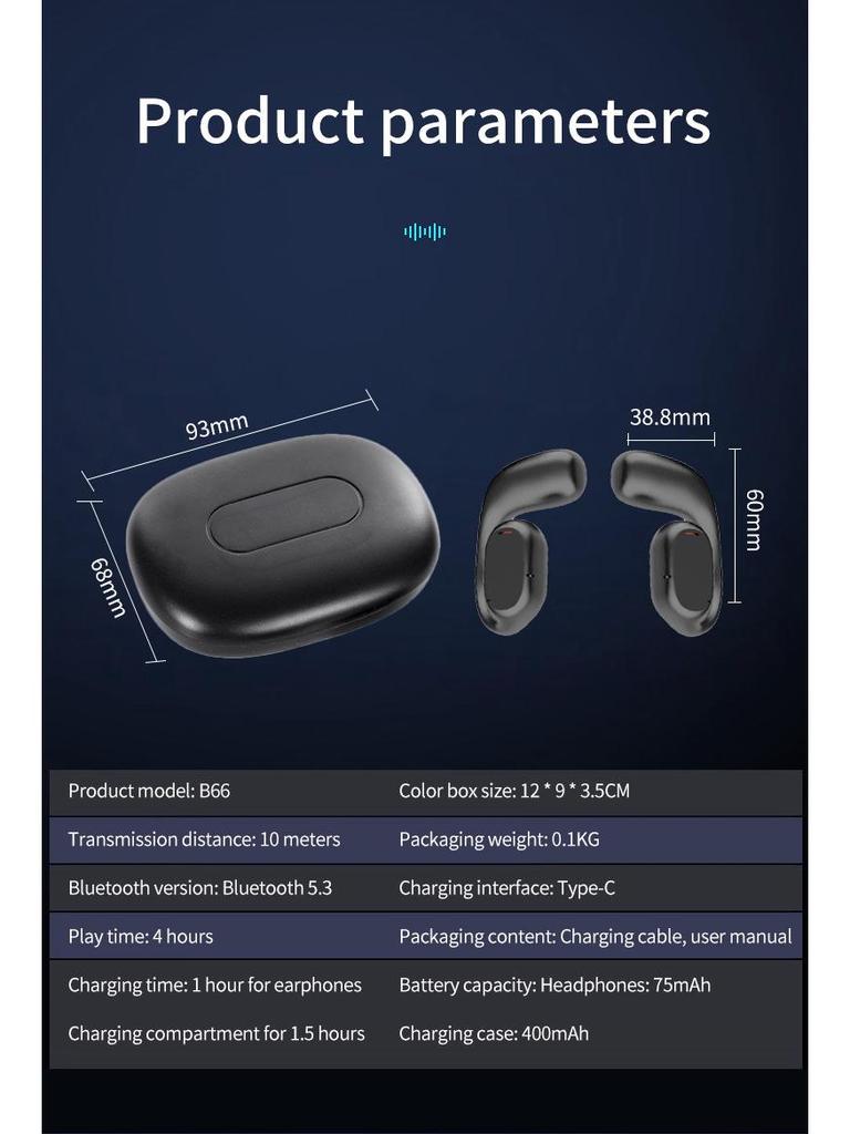 Bluetooth-наушники B66 с двусторонним переводом в реальном времени