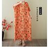 Women's Vintage Long Dress with Cotton and Linen Patterns