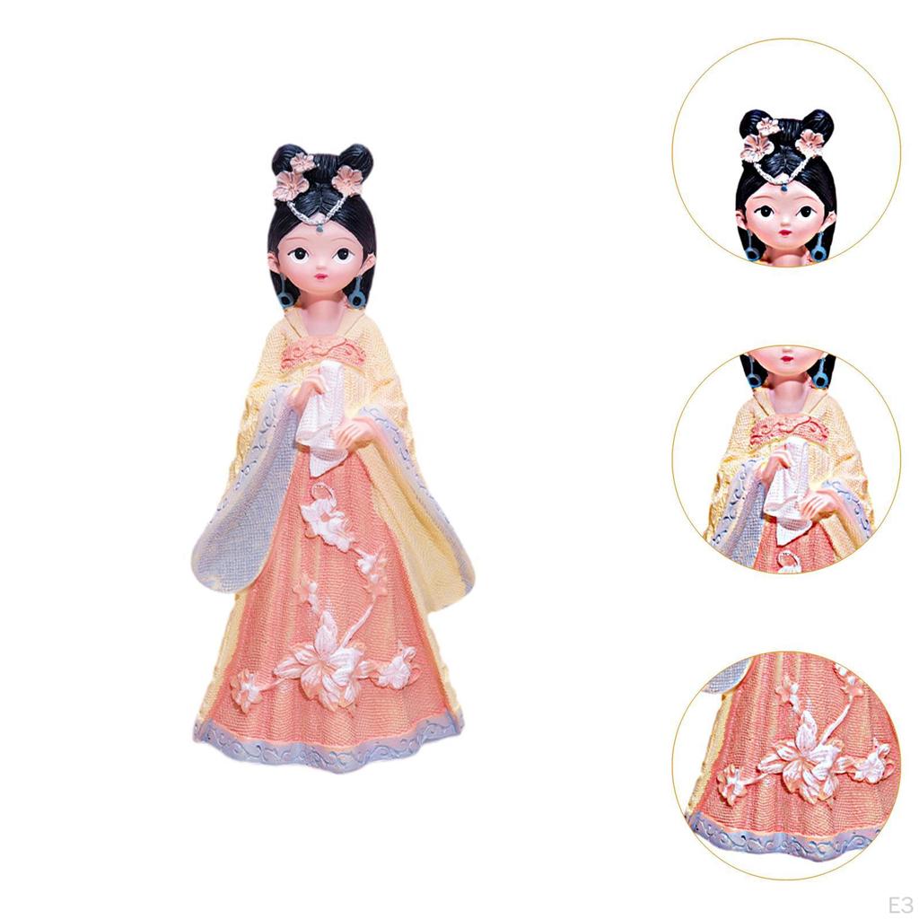 Статуэтка древней китайской девушки, кукла в ханьфу, фигурка из смолы ручной работы, подарок для гостиной и рабочего стола