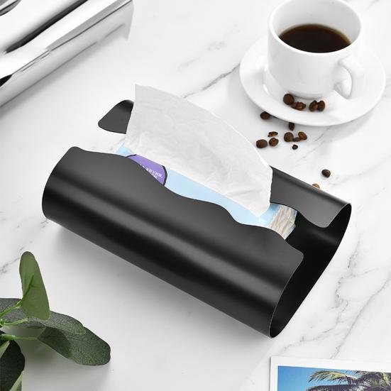 Stainless Steel Tissue Box, with Irregular Wavy Grooves Design, Smooth Paper Extraction Waterproof Tissue Holder for Kitchen