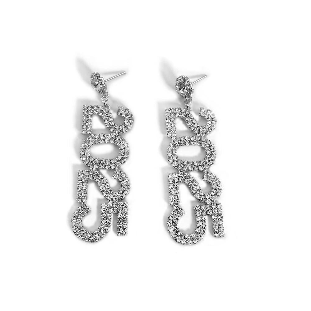 Crystal 2025 Pendant Earrings Luxury New Year Gifts Digital Hanging Eardrops Inlaid Rhinestone Cooper