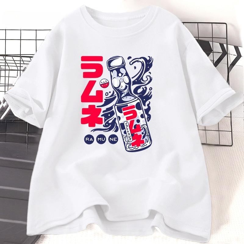 Ramune Japanese Soda Drink Tshirt Unisex WOMEN Cotton Round Neck Graphic T Shirts Casual Summer Loose T Shirt Fashion Clothes