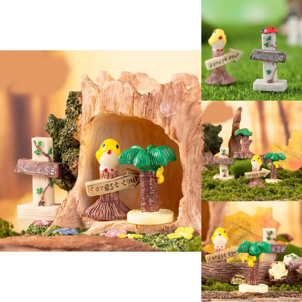 Adorable Zakka Resin Direction Sign Stumps For Moss Micro Landscape Decoration