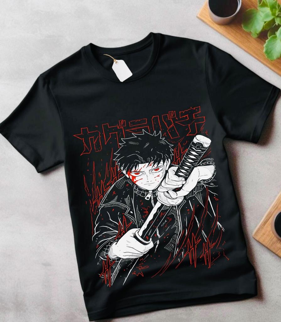 Kagura Bachi T-Shirt Megumi Itadori jjk Sukuna Horror Black Shirt