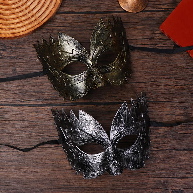 1Pc Carnival-Masquerade Mask Vintage Mask Gold Silver Half Face Mask Plastic Halloween Costume Party Mask Women Men