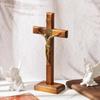 Leinuosen 101 дюйм Деревянный крест настенный и настольный Католический деревянный крест-подставка Украшение Иисус Христос Дом Крещение Святое Причастие Церковь