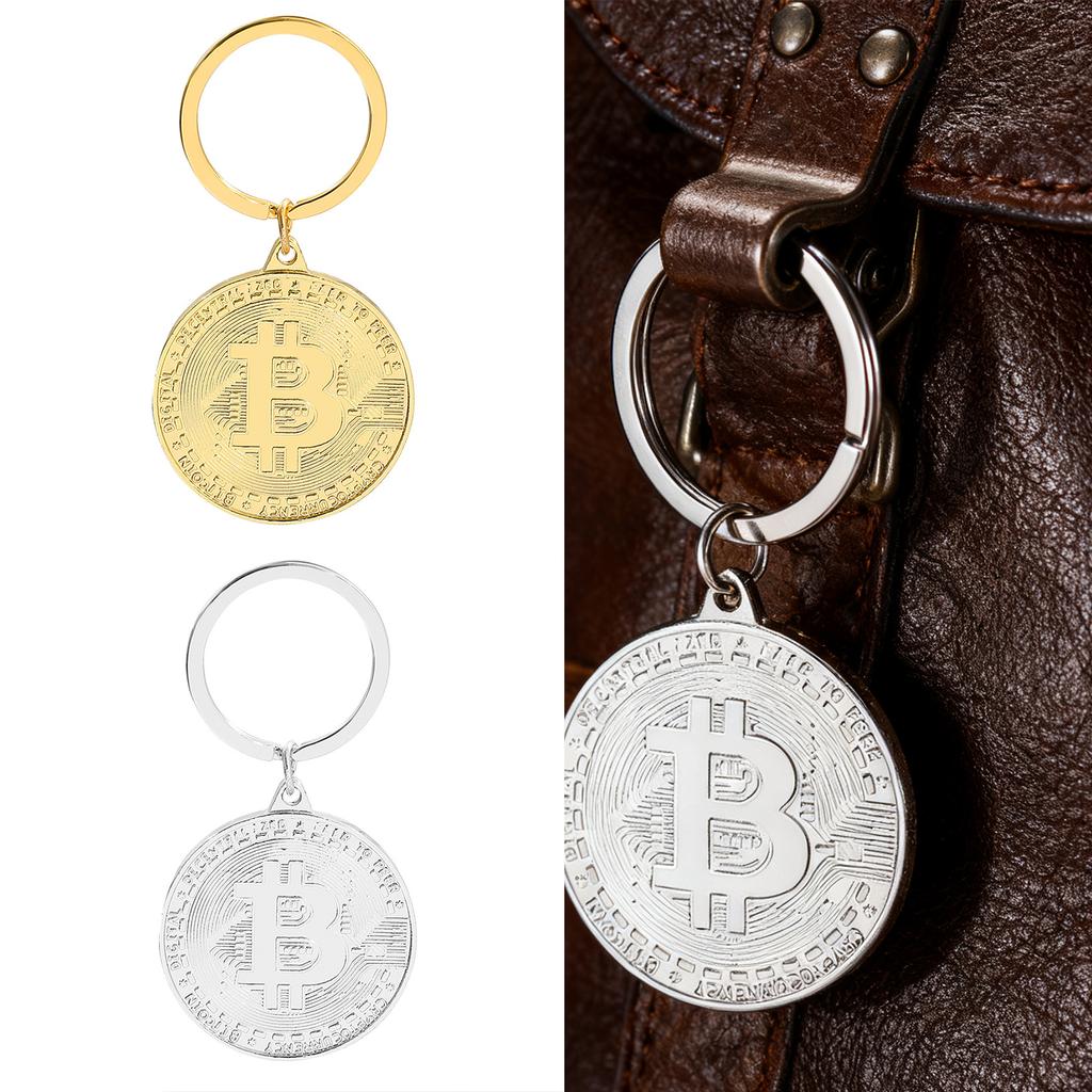 Брелок для ключей Bitcoin Стильный металлический брелок Декоративный предмет для коллекционеров Идеальный подарок для сторонников криптовалют