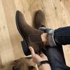 Men's Extra Large Genuine Leather Chelsea Boots - British Style Suede Martin High-Tops with Plush Lining
