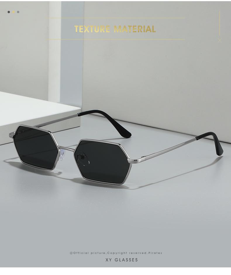 Металлические Солнцезащитные очки Маленькой Оправы Полигональной Формы Для Женщин Модные Ретро Очки Личность Высококлассные Солнцезащитные очки 340