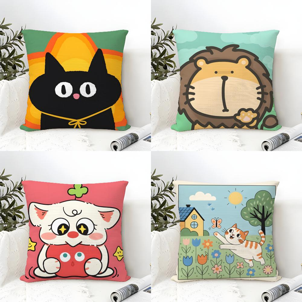 Funny And Quirky Party Animals Pillow Case Cotton Linen Fabric Square Zipper Pillowcase Home Decorative Living Room
