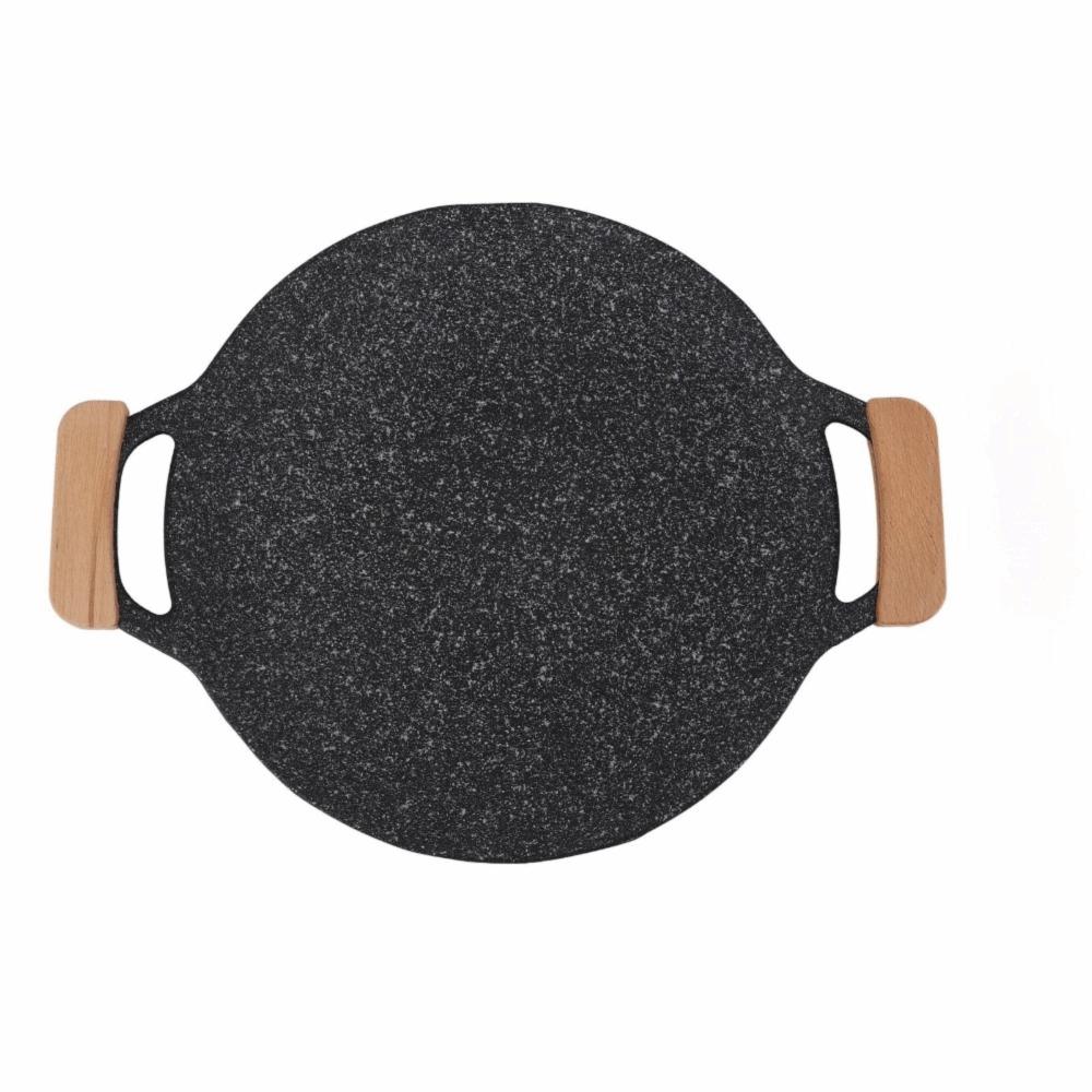 Black Korean Grill Pan Stone Coating Cooking Plate Easy to Clean BBQ Griddle Tabletop BBQ