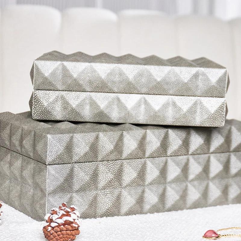 Luxury Leather Storage Box Bedroom Art Jewelry Boxes Earring Ring Aesthetic Trinkets Display Women Decoration Ornaments Stand Jewelry Accessories Gift