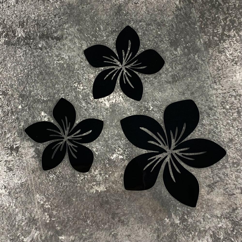 3Pcs Various Colors Pretty Flower Car Decals For Auto Rear Window Bumper Body Helmet Cover Scratches Water-Repellent Blossom Decals