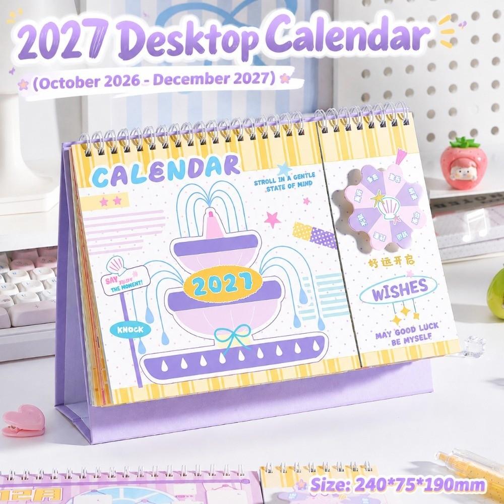 Spinning Wheel Design 2027 Calendar Dual Sided Coil Binding Table Calendar Desk Calendar Gift