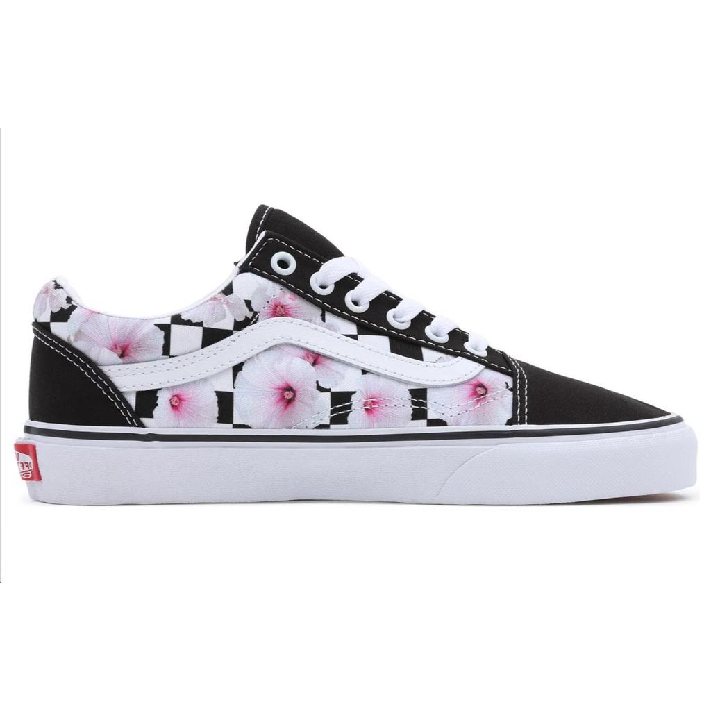 Vans Old Skool Hibiscus Check Casual Low Top Skate Shoes Unisex Sneakers Black White Pink VN0007NTBM8