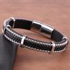 Men's Stainless Steel Bracelet Braided Leather Bracelet Fashion Punk Men's Bracelets