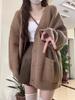 New Autumn/Winter V-neck Wool Cardigan: Women's Korean Style, Single-Breasted, Loose Fit, Mid-Length Top.
