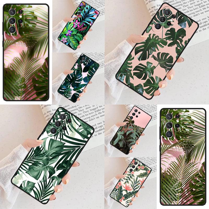 Monstera Flower Tropical Green Leaves Cell Phone Case for Samsung Galaxy S26 Ultra S25 S24 S23 S22 S21 S20 Note10 Cover
