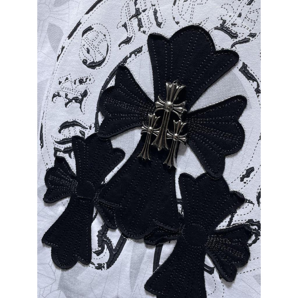 8929 CHROME HEARTS 2026 Лето Новая Высококачественная Хлопковая Круглый Вырез Свободная Большого Размера Мужская и Женская Футболка Футболка для Пары